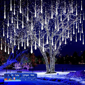 Christmas Lights: 20 Tube (Equivalent to 2 Sets of 10-Tubes) Meteor Shower Lights Outdoor Christmas Decorations Icicle Lights for Xmas Tree Halloween Decoration Wedding Party Window, White