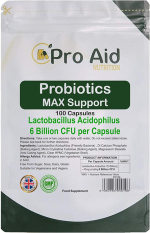 Probiotics Capsules Max Support 6 Billion CFU 100 Pack by  | Healthy Gut | Digestion Support | Bio Cultures | Premium Vegetarian Capsules