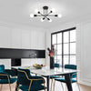 Modern Sputnik Chandelier Black, 6-Lights Semi Flush Mount Ceiling Light for Living Room Bedroom Dining Room Kitchen Office Foyer, E27 Base (6 Light - Black)