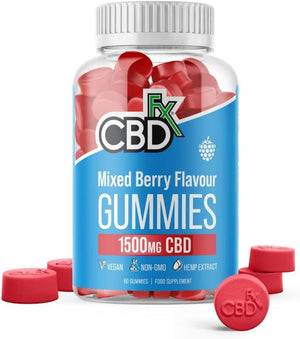 1500mg CBD High Strength Vegan Mixed Berry Gummies 25mg CBD per Gummy 60x Bottle (30 Days) - CBD Vegan Gummies, Gluten Free, Non-GMO, All Natural & No THC