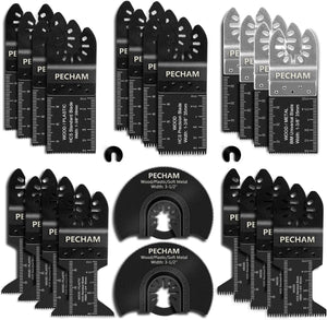 24PCS Oscillating tool Accessories Universal Wood Metal Oscillating Multitool Quick Release Tool Kits Fit Fein Multimaster, Ryobi, Milwaukee, Bosch, Dremel, Dewalt, Rockwell, Makita More