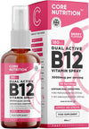 Vitamin B12 Spray - 3000mcg High Strength - 60ml for 60 Day Supply - Vegan - Dual-Active Vitamin B12 Complex Liquid Formula for Maximum Absorption - B12 Oral Spray - Made in UK by