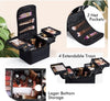 Vanity Case Makeup Storage Box Organiser Travel Train Case Luggage Makeup Case Make Up Beauty Box with Shoulder Strap, Large Size, Black