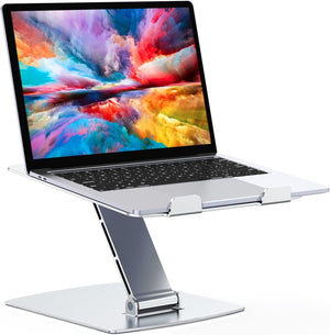 Elevate Your Workstation with the  Adjustable Laptop Stand - Perfect for Macbook, Dell, HP (10-16") in Sleek Silver Aluminum!