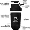 Tumbler: Protein Shaker Bottle, 700ml - Capsule Shape Mixing - Easy Clean Up - No Blending Ball or Whisk Needed - BPA Free - Mix & Drink Shakes, Smoothies, More - Matte/White