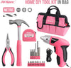 Pink 20pc Home DIY Tool Kit. Complete Household Hand Tools. All Essential Repairs in a Bag