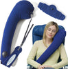 Ultimate Travel Neck and Body Pillow - Unparalled Support Design, Essentail for Bus, Train, Airplane, Office, Wheelchairs, Comfort and Support, Rolls Up, Straps to Airplane Seat & Car- Blue