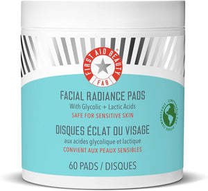 Facial Radiance Pads – Daily Exfoliating Pads with AHA (Glycolic + Lactic Acids) that Help Tone & Brighten Skin – Compostable for Daily Use – 60 Pads