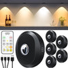 Under Cabinet Kitchen Lights Rechargeable, LED Puck Lights with Remote Control, 3 Color Temperatures, Timing Function, Stick on Lights for Cupboards, Cabinets and Closet (6 Pack)