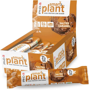 Nutrition Smart Plant Bar Low Calorie, High Protein Low Sugar Vegan Protein Bar/Protein Snacks, Salted Caramel Flavour, 20g of Plant Protein, 64g Bar (12 Pack)