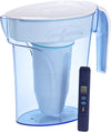 ZP-006-4, 6 Cup Water Filter Pitcher with Water Quality Meter,White and Blue