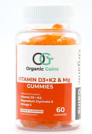 OG Vitamin D3 + K2, Magnesium Glycinate & Omega-3 Gummies | Vegan, Halal, Gluten-Free | Bone, Heart & Immune Health | Non-GMO| 60 Count, Orange Flavor