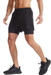 Men Running Shorts Men's Shorts Workout with Phone Pocket 2 in 1 Gym Training Shorts Lightweight Quick Drying