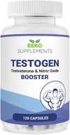 Testogen, Maca Root, Ginseng, Tribulus Terrestris, L-Citrulline, L-Taurine, Ashwagandha,120 Capsules High Strength, Gym Supplements, Stamina Booster, Nitric Oxide Booster