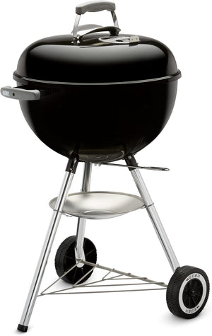 Classic Kettle Charcoal Grill, Ø 47cm Grill Area, BBQ Grill with Porcelain-Enamelled Lid & Bowl, Lid Thermometer, Tripod Stand & Wheels, Chromed Grill Grate - Black (1241304)