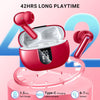 Wireless Earbuds,Wireless Earphones Bluetooth 5.3 in Ear with 4 Mic ENC Calls Noise Cancelling Wireless Headphones Mini LED Display HiFi Stereo 42H Playtime Bluetooth Earbuds IP6 Waterproof red