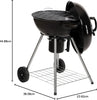 Portable Charcoal BBQ Round Kettle 47.5 cm, Adjustable Vent, Integrated Thermometer, Charcoal Barbecue, Stand & 2 Wheels with Chrome Grill, GFKTBBQ, 60x51x90