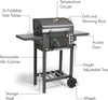 Charcoal BBQ – Barbecue with Warming Rack, Adjustable Height, Temperature Gauge – Portable, Ash Catcher, Additional Storage Shelf, 2 Foldable Side Tables, Wheels – Grill Meat, Fish & Veg