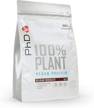 Nutrition 100 Percent Plant Vegan Protein Powder, Rich in BCAA and Low Calorie, Belgian Chocolate, 21g of Plant Based Protein, 40 Servings per 1 kg Bag