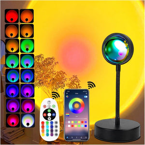 Sunset Lamp Led Lights for Bedroom Sunset Projection Lamp with APP, 16 Colors Night Light 360° Rotation Sun Lamp for Bedroom Decor and Aesthetic Room Decor Gifts for Women