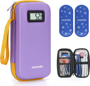 Insulin Pen Cooler Travel Case with 2 Big Ice Packs - Large Capacity Medicine Travel Cool Bag with Temperature Display, Insulin Case for Diabetes Supplies by  (Purple)