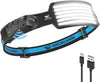 Rechargeable Headlamp, 230°Wide Angle 6*White Light The Brightest LED Head Lamp with Motion Sensor Waterproof Headlight for Camping Hiking Outdoor, Head-Lamp-LED-Frontale-Rechargeable