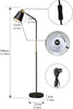 Floor Lamp, Industrial Floor Lamps Corner Lamp Rustic Farmhouse Standing Lamp, Adjustable Metal Heads Indoor Task Lighting Reading Floor Lamps for Living Room, Bedroom, E27 Socket (Black)