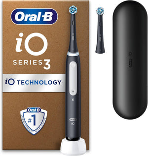 iO3 Electric Toothbrush, 2 Toothbrush Heads, Pressure Sensor, Toothbrush for Adults with Travel Case, Gift Ideas for Him/Her, Matt Black