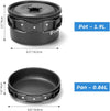 Camping Cookware Set Non-Stick Pot and Pan Set with Kettle, Stainless Steel Utensils Mess Kit, Cups Plates Knives Spoons Forks for Outdoor Cooking