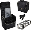 Large Nail Art Box Vanity Box Makeup Case with 4 PVC Makeup Organiser Bag Cosmetic Storage Box Beauty Organiser Case with Removable Shoulder Strap, Black