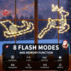 Christmas Window Lights Reindeer and Sleigh Christmas Hanging Lights Battery Operated with Timer 8 Modes Warm White Fairy Light for Window Wall Bedroom Home Party Xmas Decoration