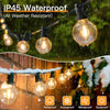 Festoon Lights Outdoor 15m, Christmas LED String Light Mains Powered, Waterproof with Plug/25+2 Shatterproof G40 Bulbs/Hook, Bright Warm White Lighting Outside Indoor Tree Garden Decorations