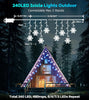 Icicle Outdoor Christmas Lights with Snowflake, 10.7M/35Ft 240LED Connectable Icicle Lights Waterproof,8 Modes&3 Timer&4 Brightness Levels with Remote for Eaves, Window,Festival Decor(Blue White)