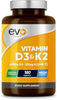 Vitamin D3 4000iu & Vitamin K2 100ug (MK7) |180 Vegetarian Tablets | 1-A-Day | 6 Month Supply | High Strength D3 and K2 Vitamin | Vitamin D K2 Supplement | Made in The UK