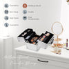 Makeup Case Vanity Box 4 Trays Beauty Organiser Case Cosmetic Storage Box with Locks, Silver Rose