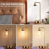 Industrial Touch Lamps Set of 2, Gold Bedside Lamps Set of 2 with Glass Shade for Bedroom(Bulbs Included)