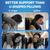 JPillow Travel Pillow for Airplanes - British Invention of The Year - Upgraded with Patented Anti-Slip Scarf - Unique Chin Support - Neck Pillow for Travel - Flight Pillow - Black/Silver