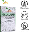 Glucocap Complex Probiotics and Prebiotics Complex - 10 Billion CFU - 20 Live Bacterial Cultures - 28 Probiotic Complex Capsules for Female & Male - Lactobacillus Plantarum 28 days Supply.