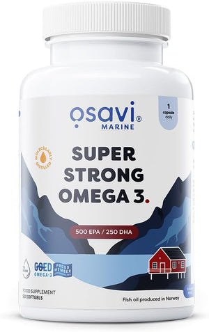 Super Strong Omega-3 500 EPA / 250 DHA - 90 Softgels | Concentrated Omega-3 from Pelagic Fish | Supports Heart Health, Brain Function, and Vision | Highly Purified with Molecular Distillation