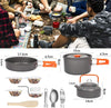 Camping Cookware Kit, Camping Cookware Set Outdoor Cooking Pot Pan Kettle Lightweight Camping Accessories Backpacking Hiking Gear for 2 to 3 People Picnic,Travel