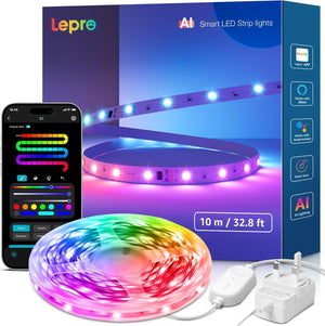 S1 AI Smart LED Strip Light 10M 300LEDs, AI Generated Lighting LLM, WiFi App and Voice Control, Work with Alexa & Google Home, DIY Multiple Colors, Music Sync, MagicColor LED Lights for Bedroom