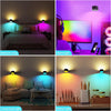 Battery Operated Wall Lights, LED Up Down Wall Lamp with Touch & Remote Control, 15 RGB Ambience Warm White Lights, 4 Dimmings, 360° Rotation, Rechargeable Wall Sconce for Bedrooms Reading