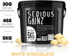 , SERIOUS GAINZ - Whey Protein Powder - Weight Gain, Mass Gainer - 30g Protein Powders (White Chocolate, 5kg)