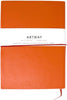 Indigo Doodle – Mandarin Orange Leather Sketchbook/Notebook – 175mm x 125mm - 164 Sides/82 Pages of 150gsm Cartridge Paper