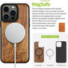 Magnetic Wood Case for iPhone 15 Pro Case [Solid Wood & Black Soft TPU] Shockproof Protective Cover Unique Wooden Case Compatible with magsafe (Viking Compass Vegvisir -Walnut)