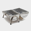 Stainless Steel Double Sided BBQ with Twin Sided Grill Function, Lightweight, Compact, Foldable, Portable Oil Drum Barbecue, Ideal for Camping, Festivals & Picnics, with Carry Handle, Silver