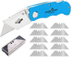 Shark-Tuff® Heavy Duty Folding Utility Knife & 10 Spare SK5 Blades | All Metal Sharp Craft Tradesman Camping Pocket Knife Cardboard Box Cutter with Belt Clip & Safety Lock UK Legal