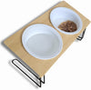 2 Ceramic Cat Kitten Bowls with Sturdy Stand for Cat Food, Kibbles or Water. Raised Tilted Feeding Bowls 15cm Diameter Bowl