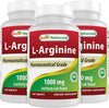 3 Pack -  L-Arginine 1000 mg 120 Tablets - Pharmaceutical Grade L Arginine Supplement Promotes Nitric Oxide Synthesis (Total 360 Tablets)