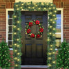 18FT 600Tips Christmas Garland with 6M LED Lights Door Stairs Fence Fireplace Decoration